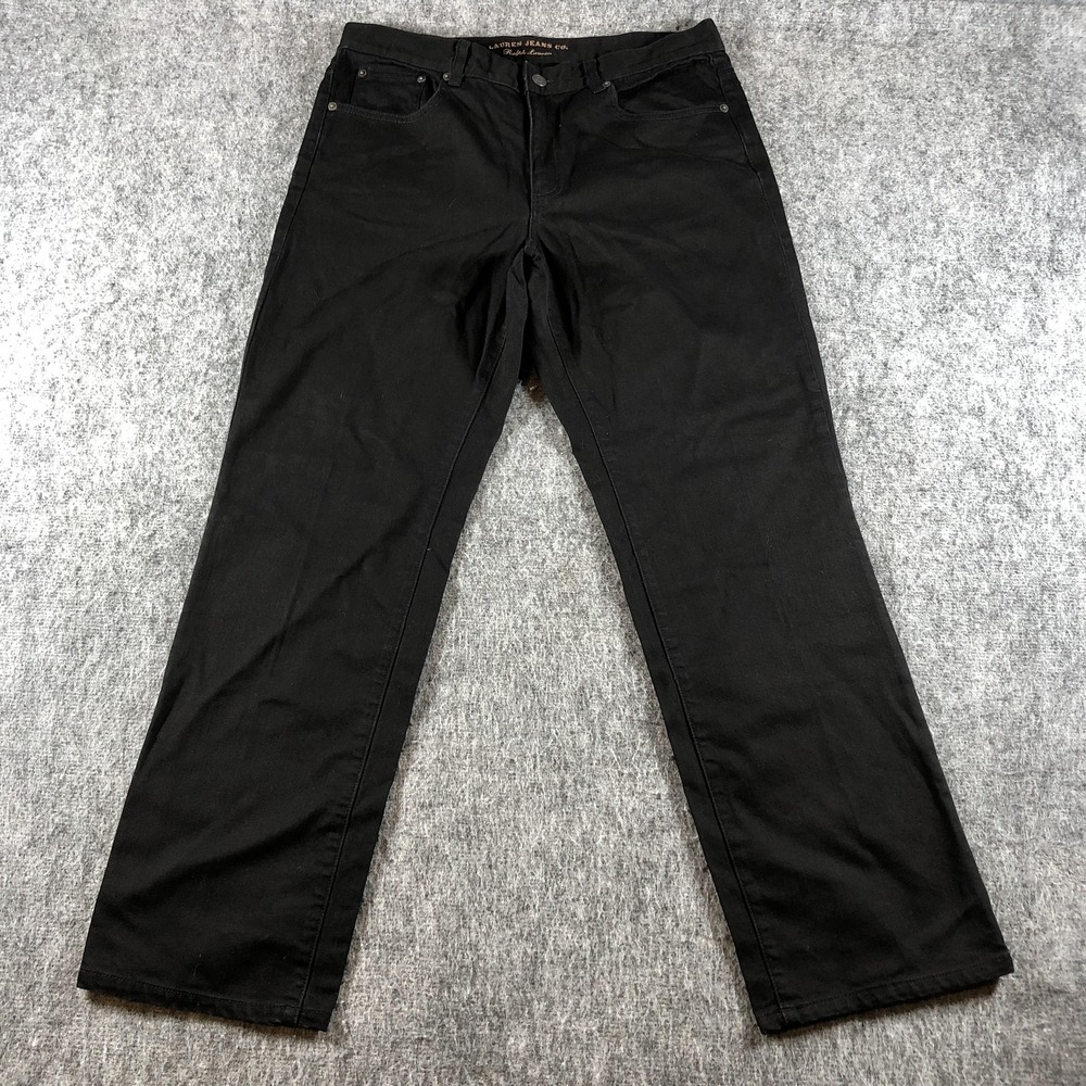 Ralph Lauren Jeans Womens 12 Black High Rise Straight Stretch Denim